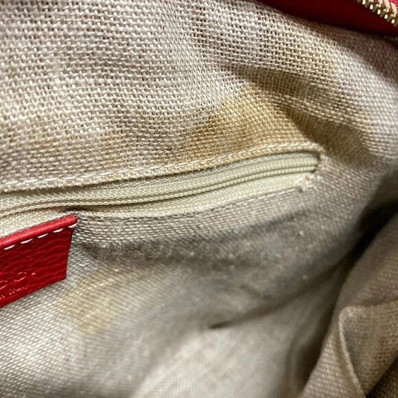 Auth GUCCI GG Pattern, Bree 449241 Dark Brown Beige Red Jacquard Leather Handbag - Picture 14 of 16